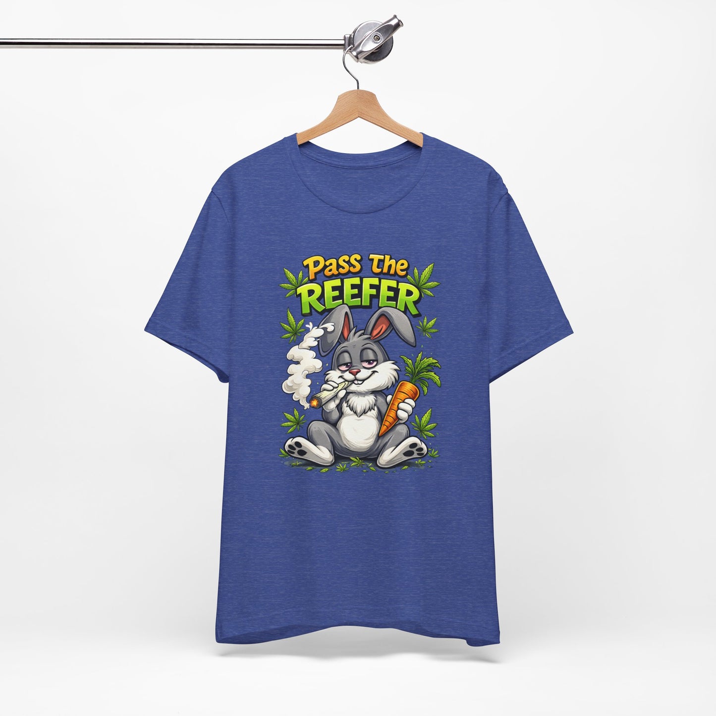 Pass The Reefer Bunny T-Shirt - Funny Stoner Rabbit Cannabis Tee