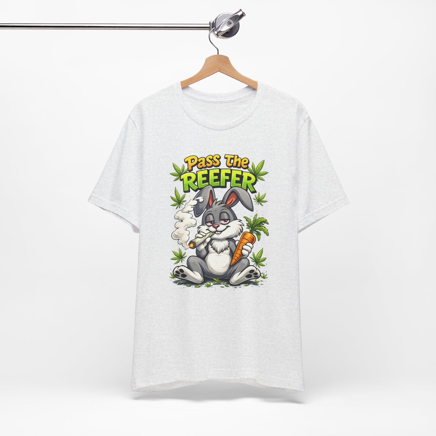Pass The Reefer Bunny T-Shirt - Funny Stoner Rabbit Cannabis Tee