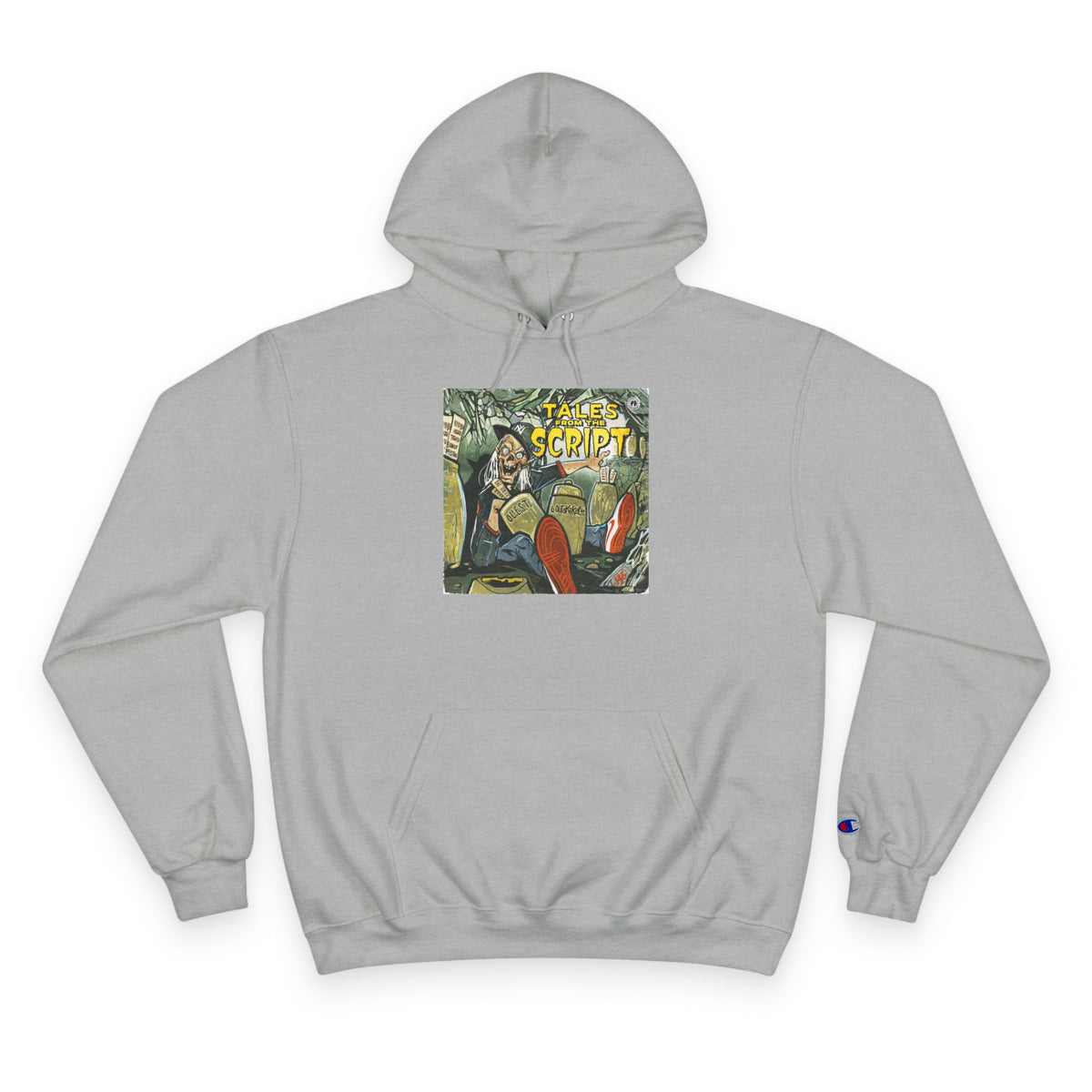 Champion Hoodie with Vintage 'Take Script' Graphic - Retro Art Pullover