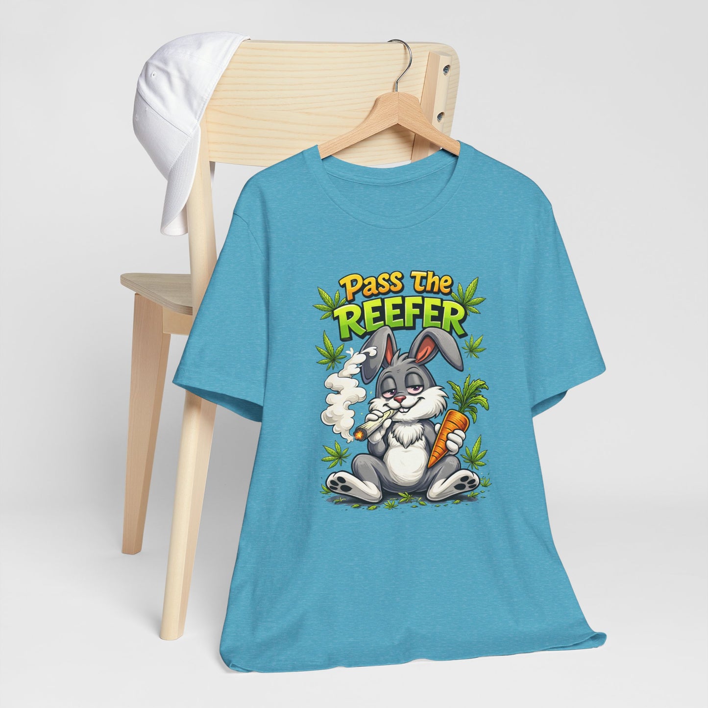 Pass The Reefer Bunny T-Shirt - Funny Stoner Rabbit Cannabis Tee