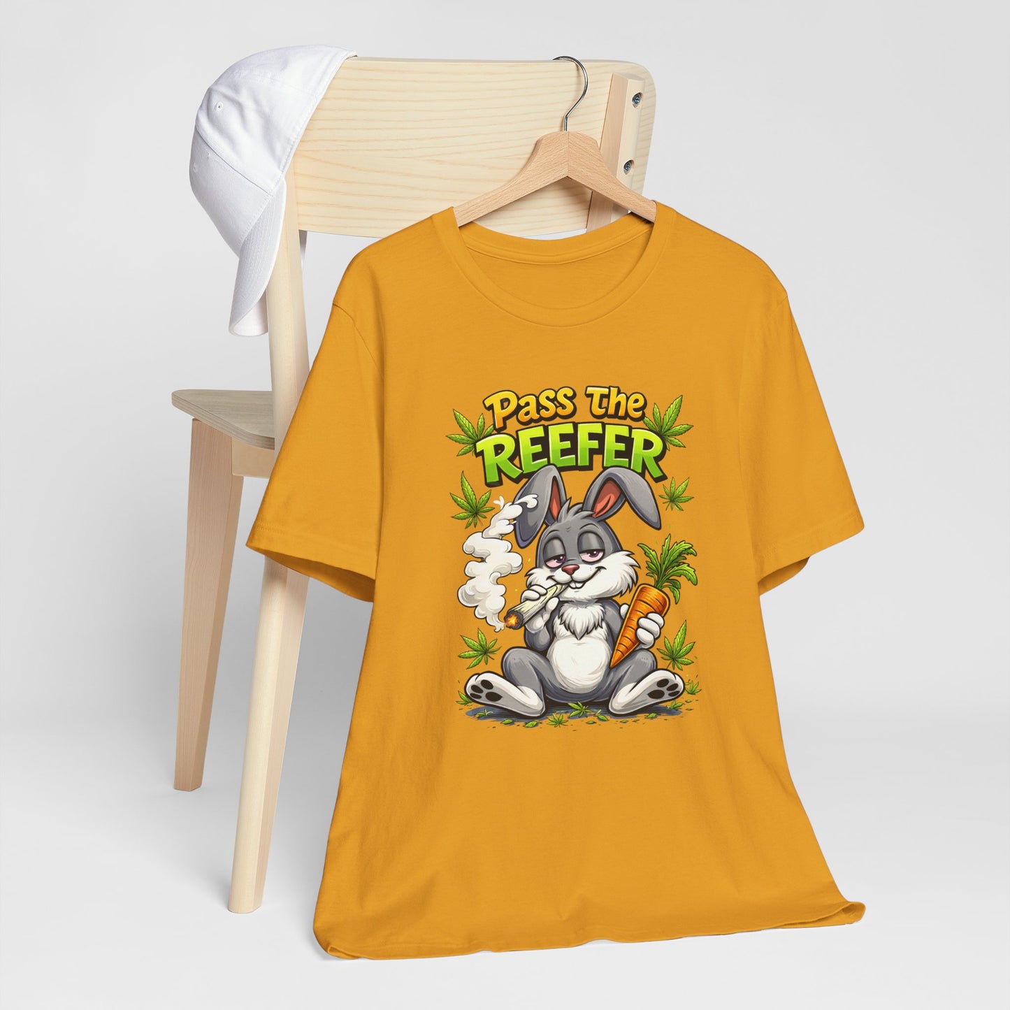 Pass The Reefer Bunny T-Shirt - Funny Stoner Rabbit Cannabis Tee