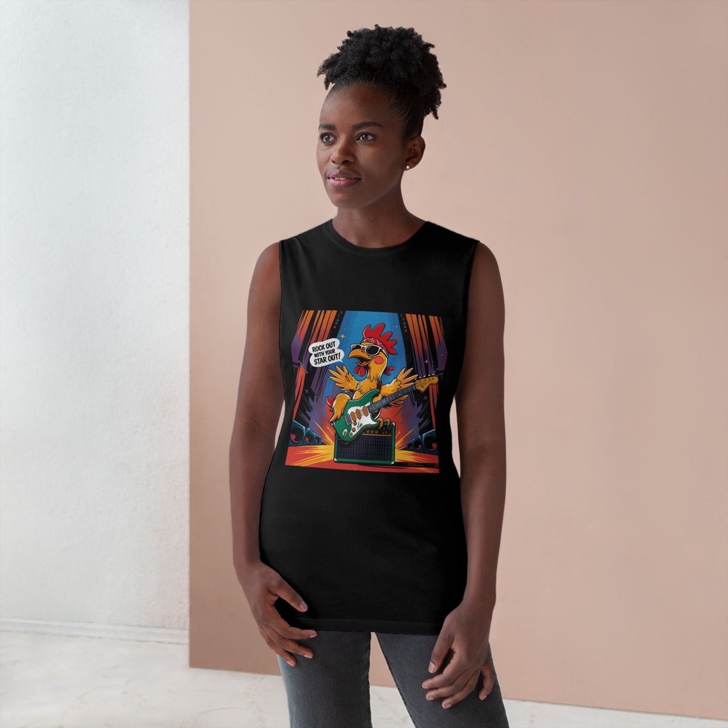 Unisex Rockin' Chicken Tank Top, Funny Music Shirt, Summer Wear, Gift for Musicians, Concert Outfit