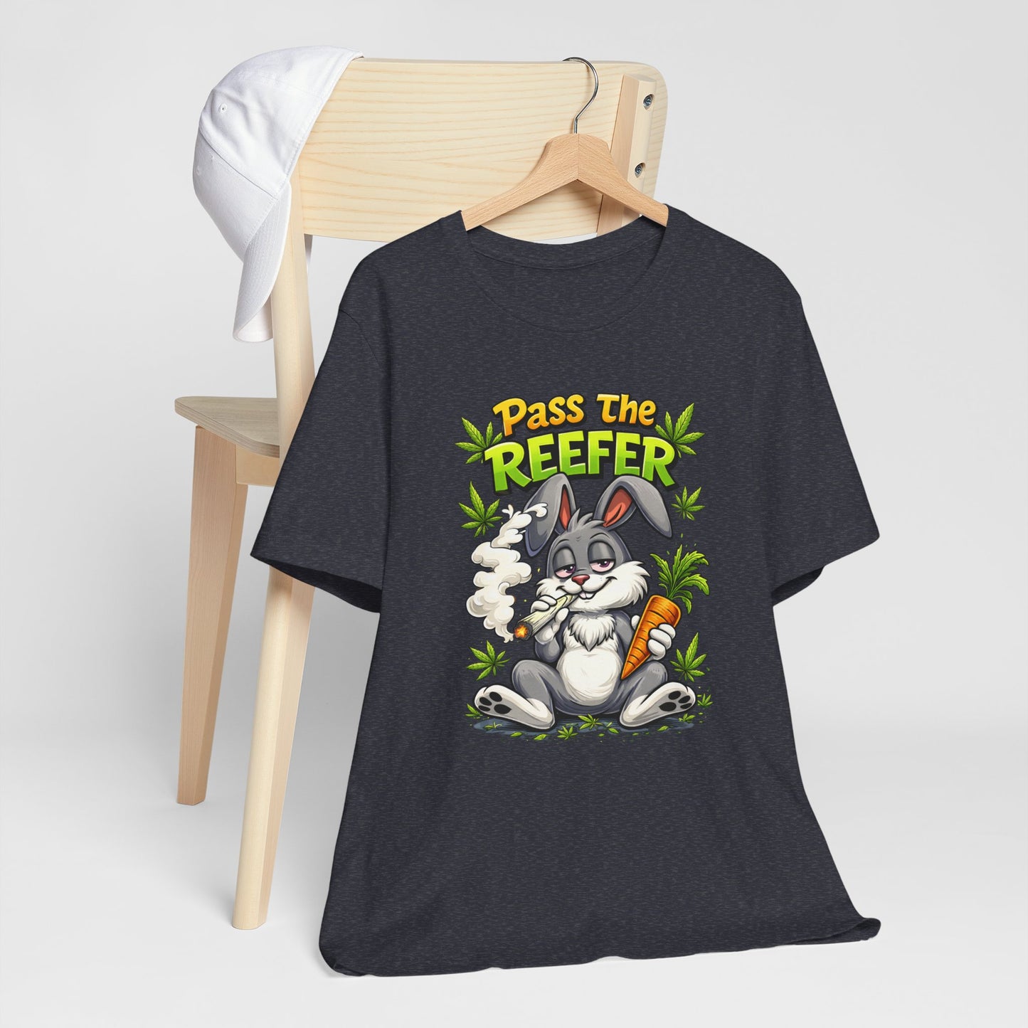 Pass The Reefer Bunny T-Shirt - Funny Stoner Rabbit Cannabis Tee