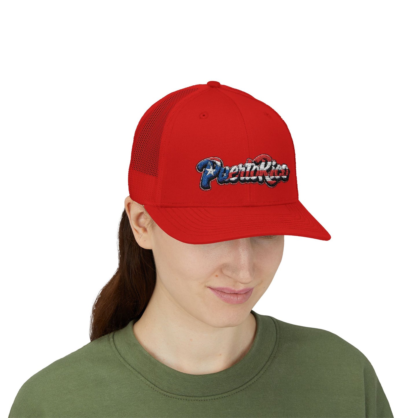 Puerto Rico Embroidery Trucker Cap — Puerto Rico Flag Snapback