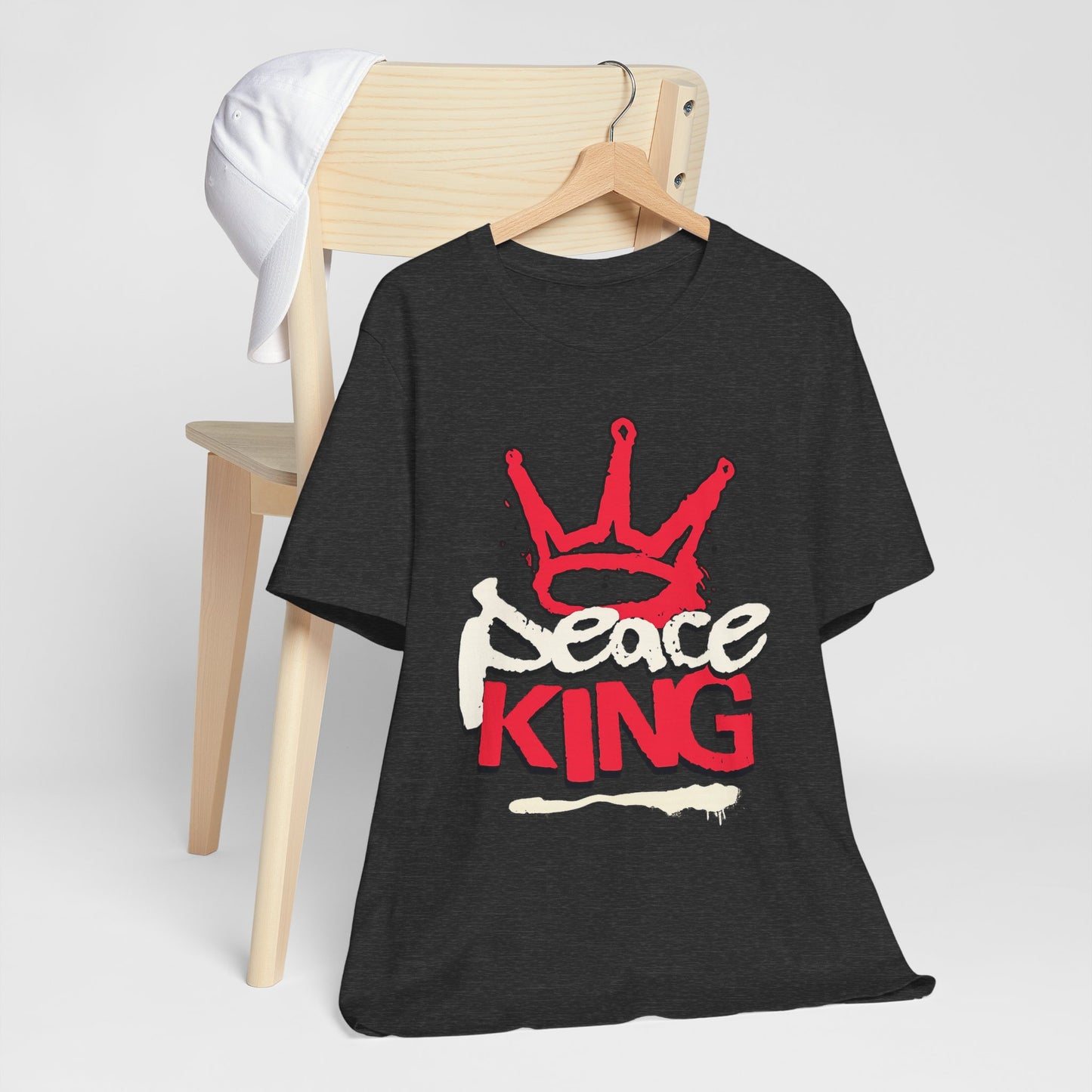 Peace King T-Shirt — Streetwear Graphic Tee with Red Crown Design