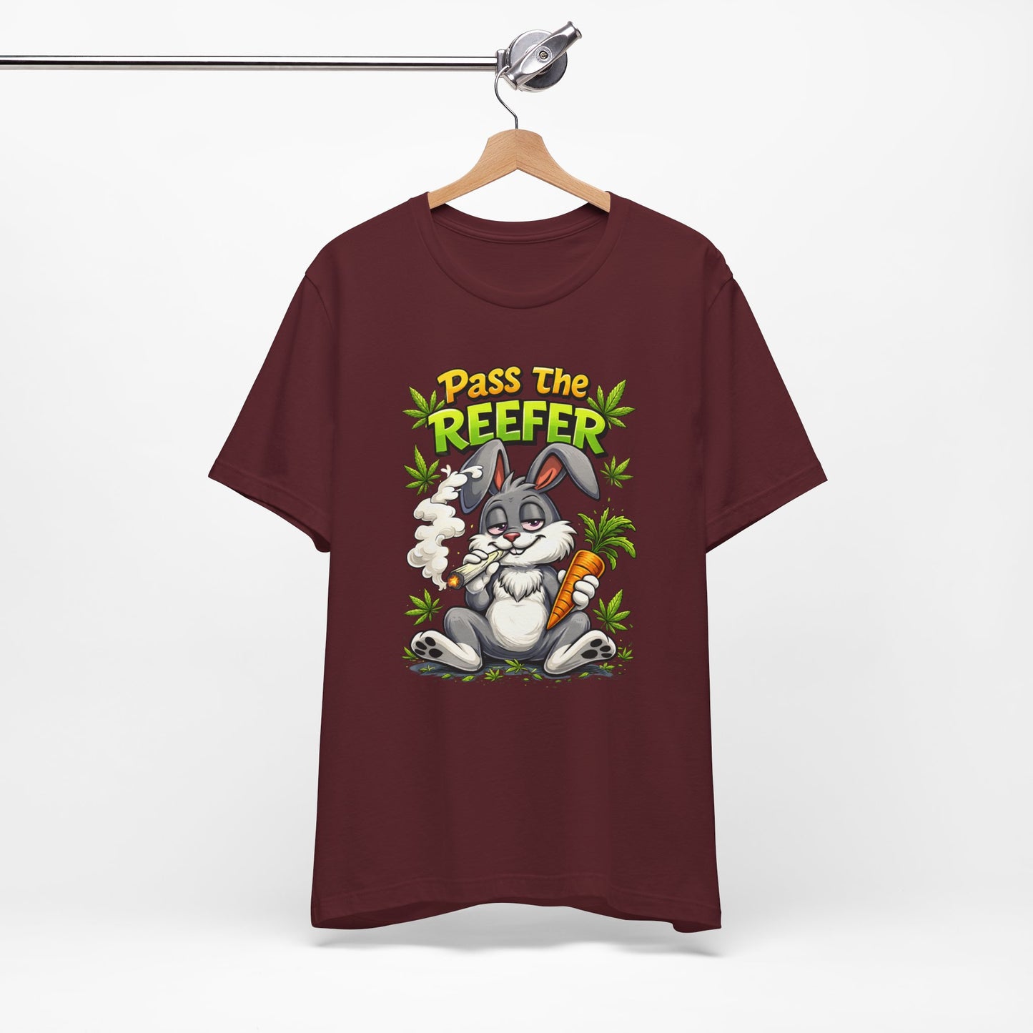 Pass The Reefer Bunny T-Shirt - Funny Stoner Rabbit Cannabis Tee