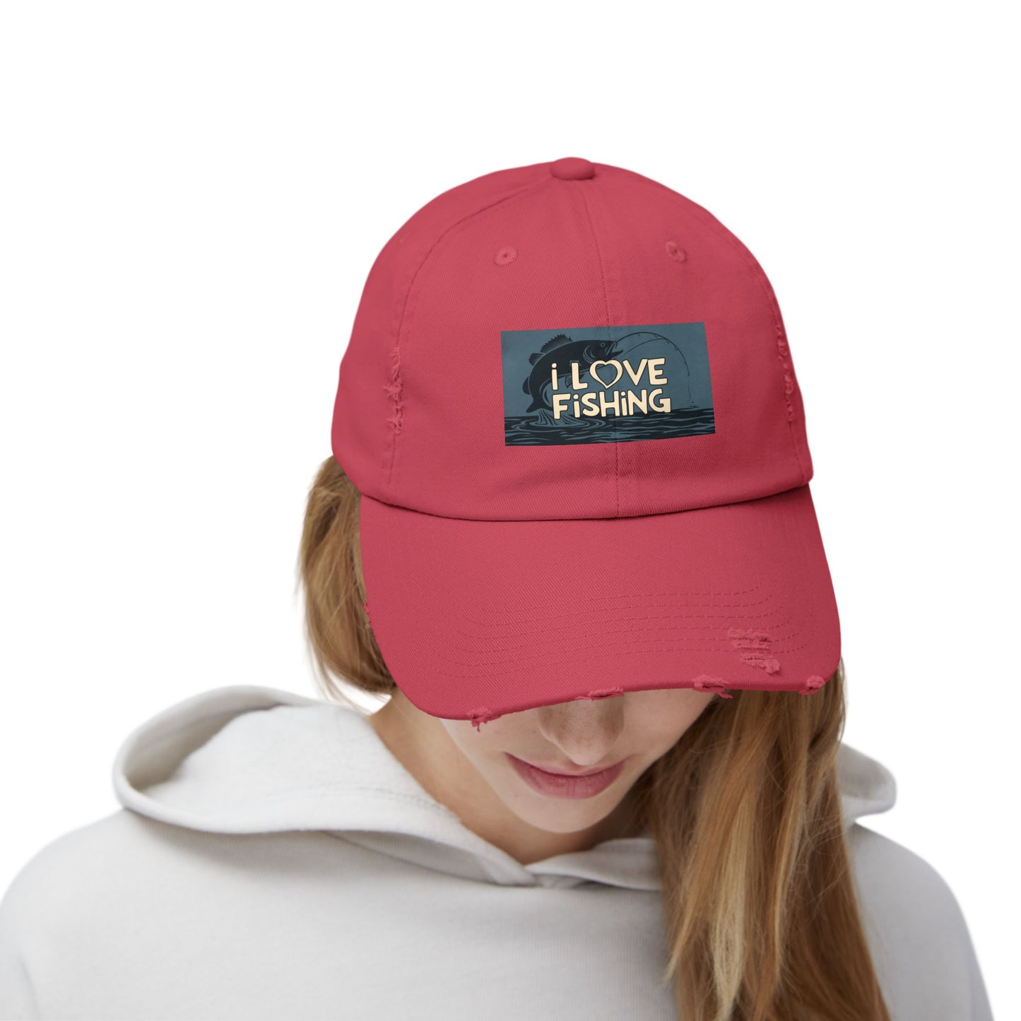 Fishing Lover Distressed Cap - Unisex Fishing Hat, Outdoor Gear, Gift for Anglers, Casual Style, Summer Accessory