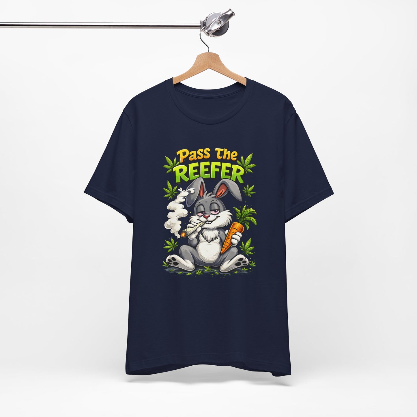 Pass The Reefer Bunny T-Shirt - Funny Stoner Rabbit Cannabis Tee