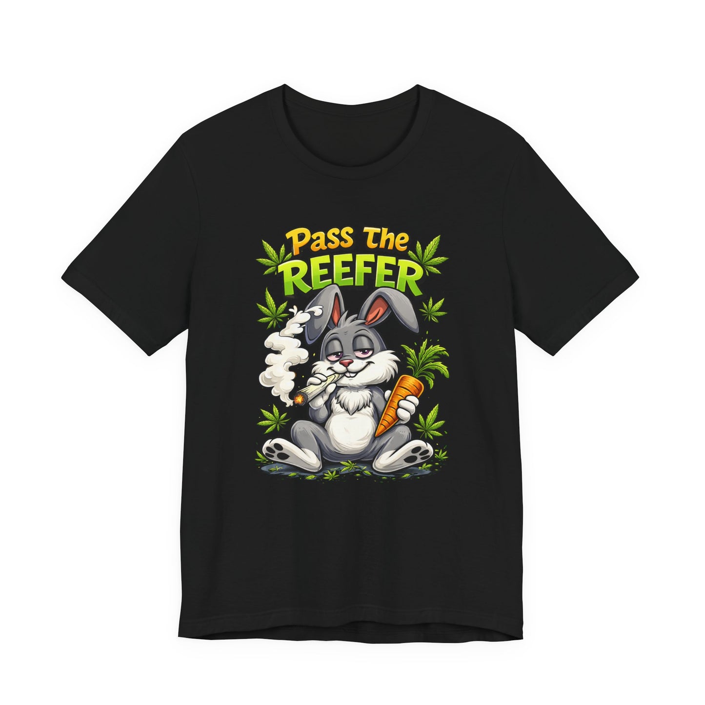 Pass The Reefer Bunny T-Shirt - Funny Stoner Rabbit Cannabis Tee