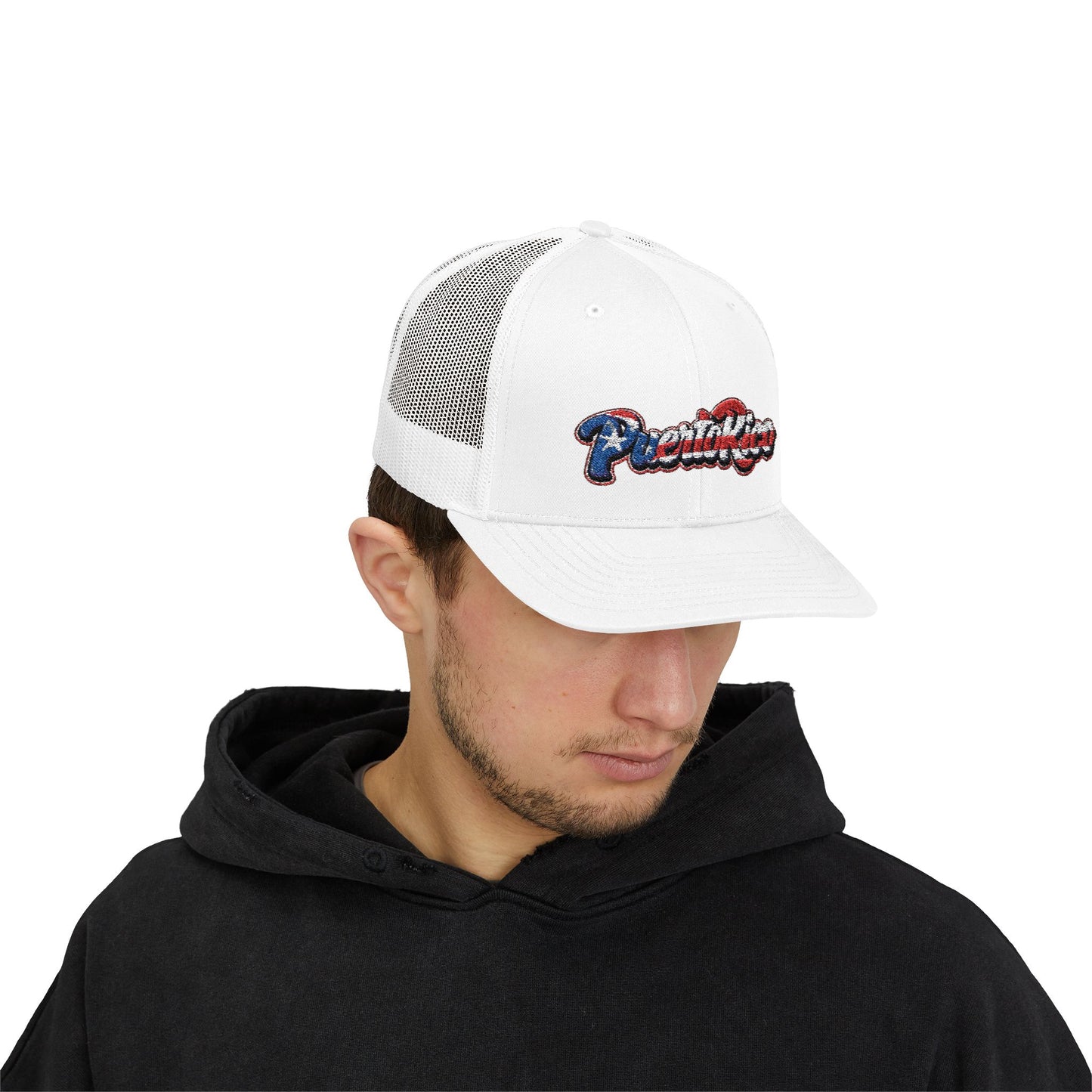 Puerto Rico Embroidery Trucker Cap — Puerto Rico Flag Snapback