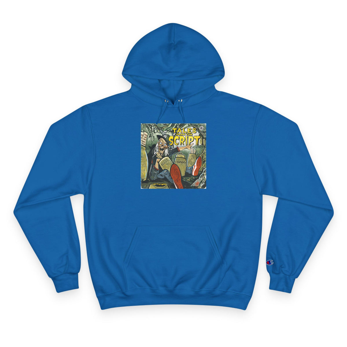 Champion Hoodie with Vintage 'Take Script' Graphic - Retro Art Pullover