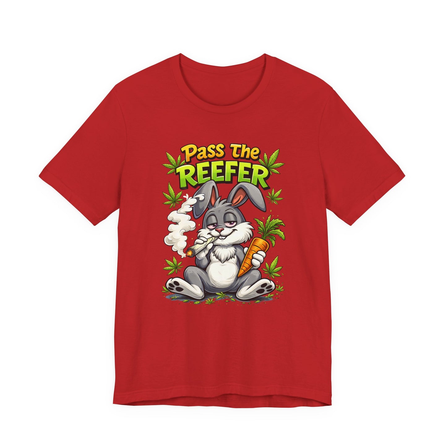 Pass The Reefer Bunny T-Shirt - Funny Stoner Rabbit Cannabis Tee