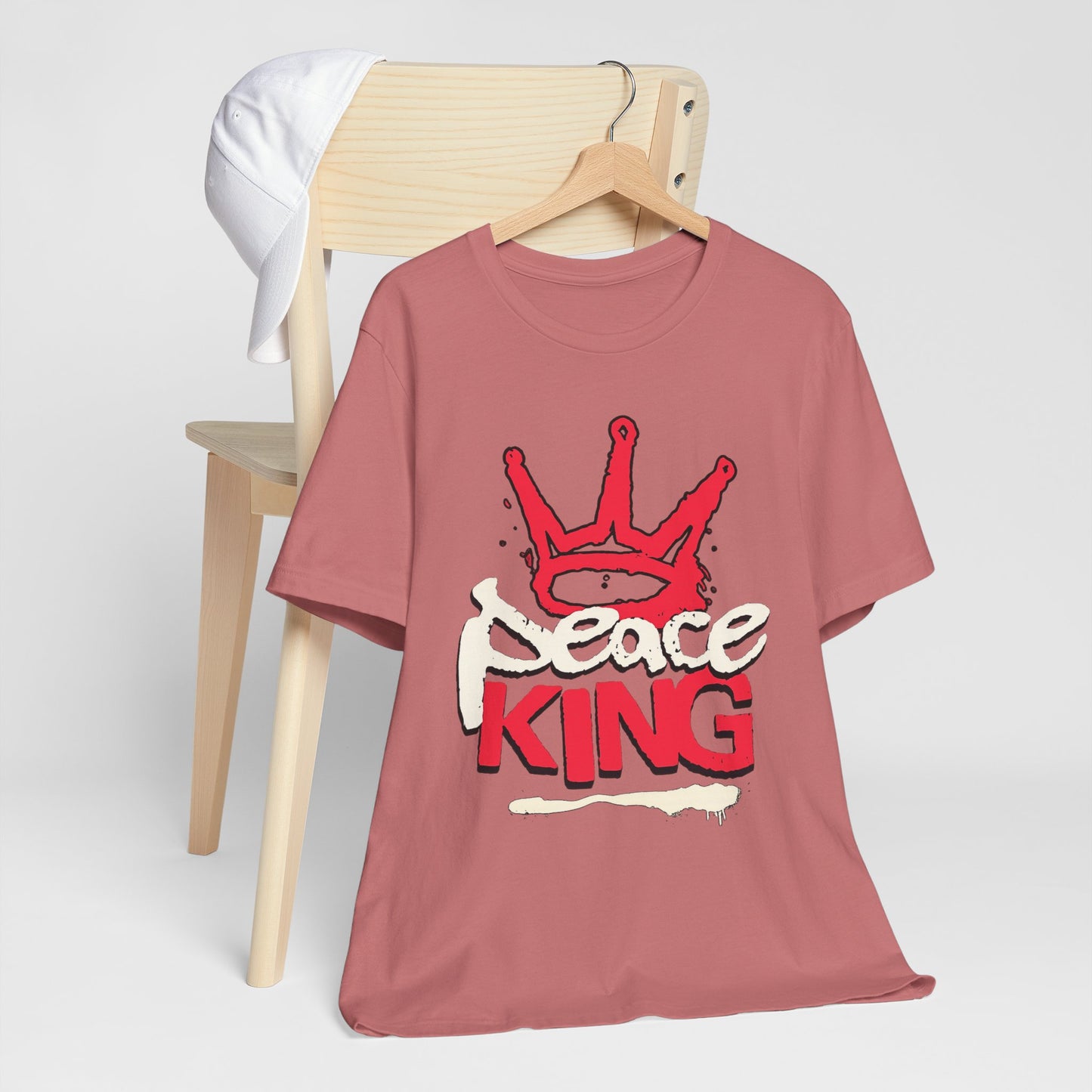 Peace King T-Shirt — Streetwear Graphic Tee with Red Crown Design
