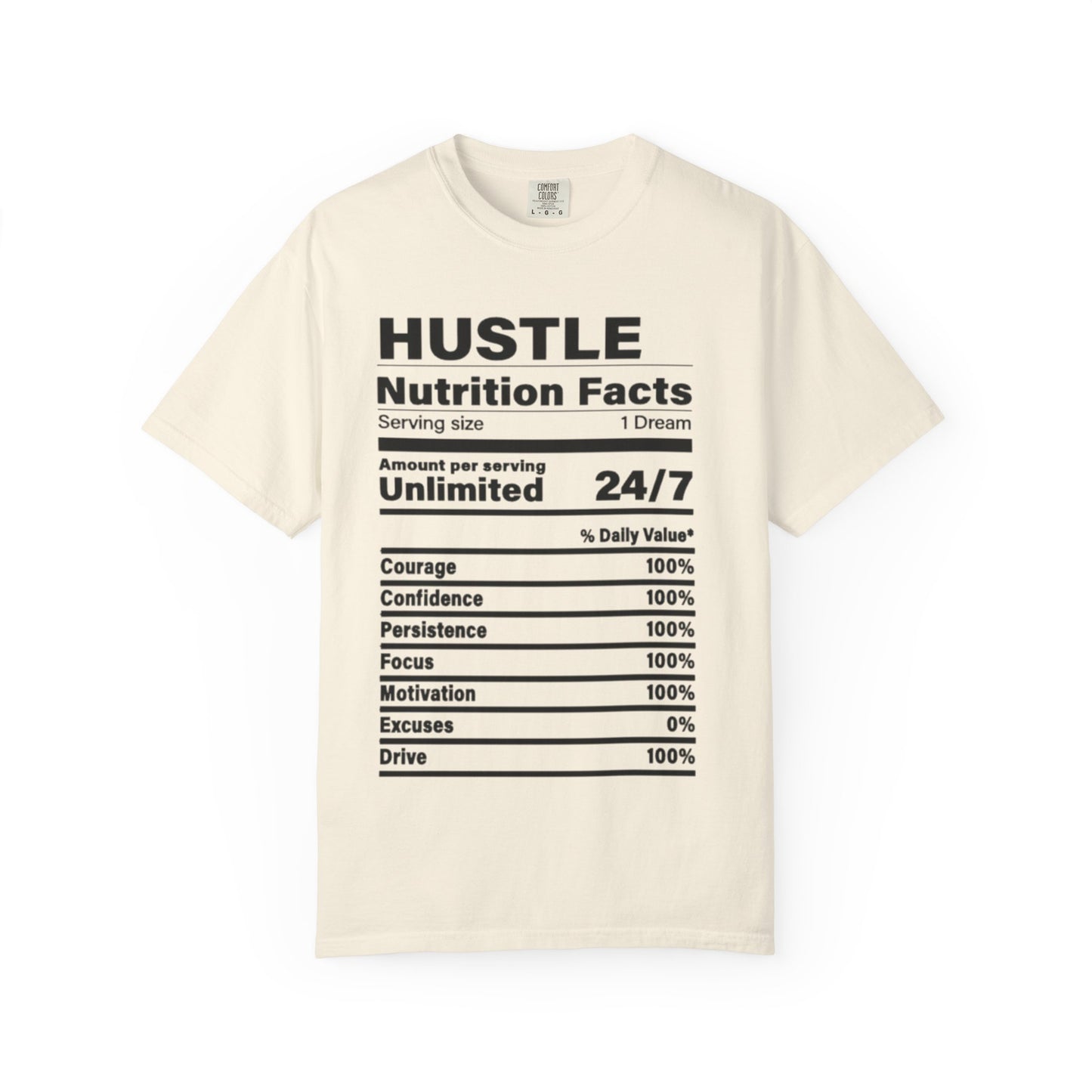 Hustle Nutrition Facts T-Shirt, Unisex Motivational Tee, Fitness Gift, Dreamer Apparel, Inspirational Casual Wear