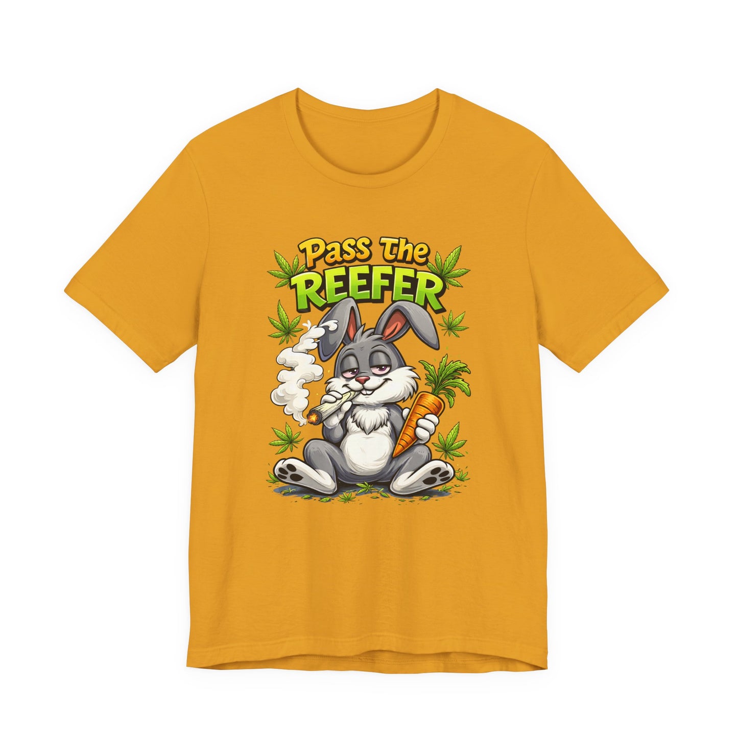 Pass The Reefer Bunny T-Shirt - Funny Stoner Rabbit Cannabis Tee