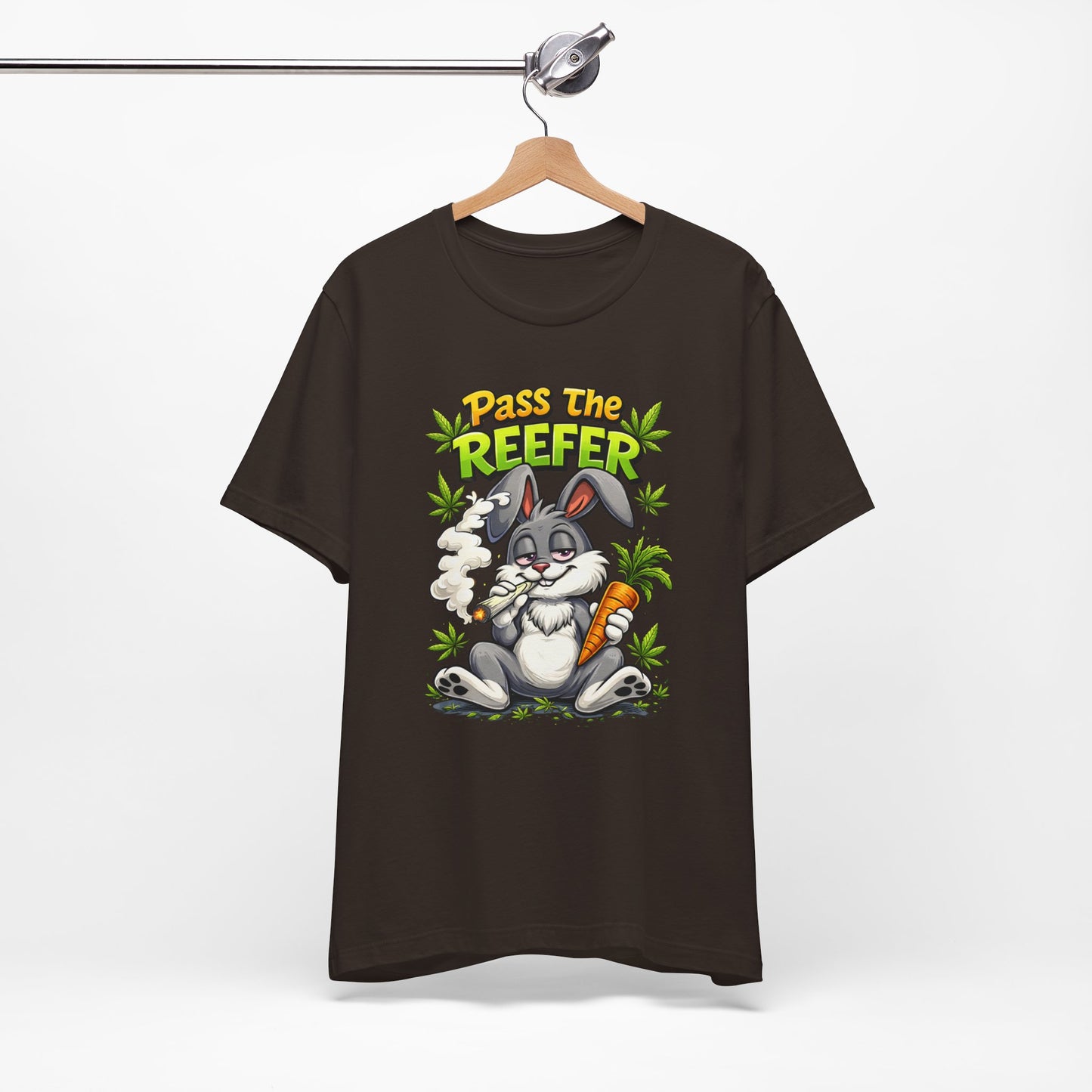 Pass The Reefer Bunny T-Shirt - Funny Stoner Rabbit Cannabis Tee