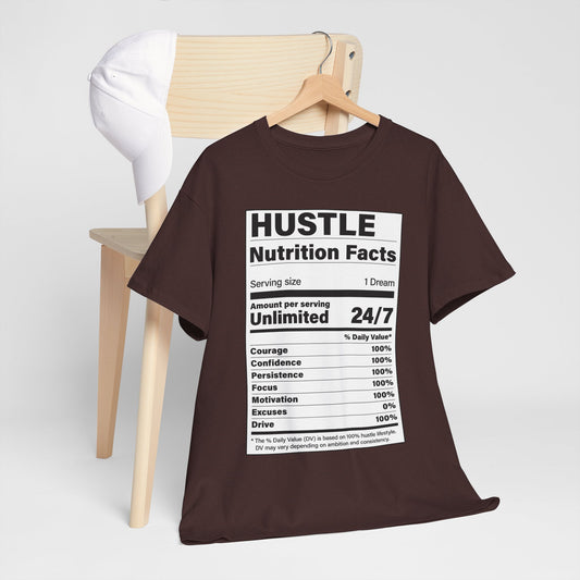 Hustle Nutrition Facts Unisex Heavy Cotton Tee - Motivational Graphic Shirt