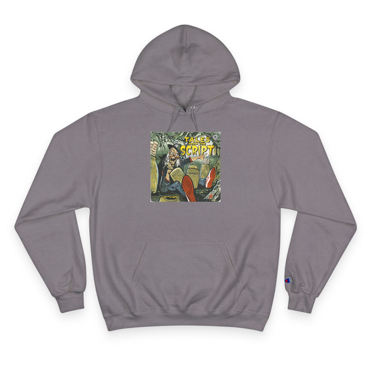 Champion Hoodie with Vintage 'Take Script' Graphic - Retro Art Pullover