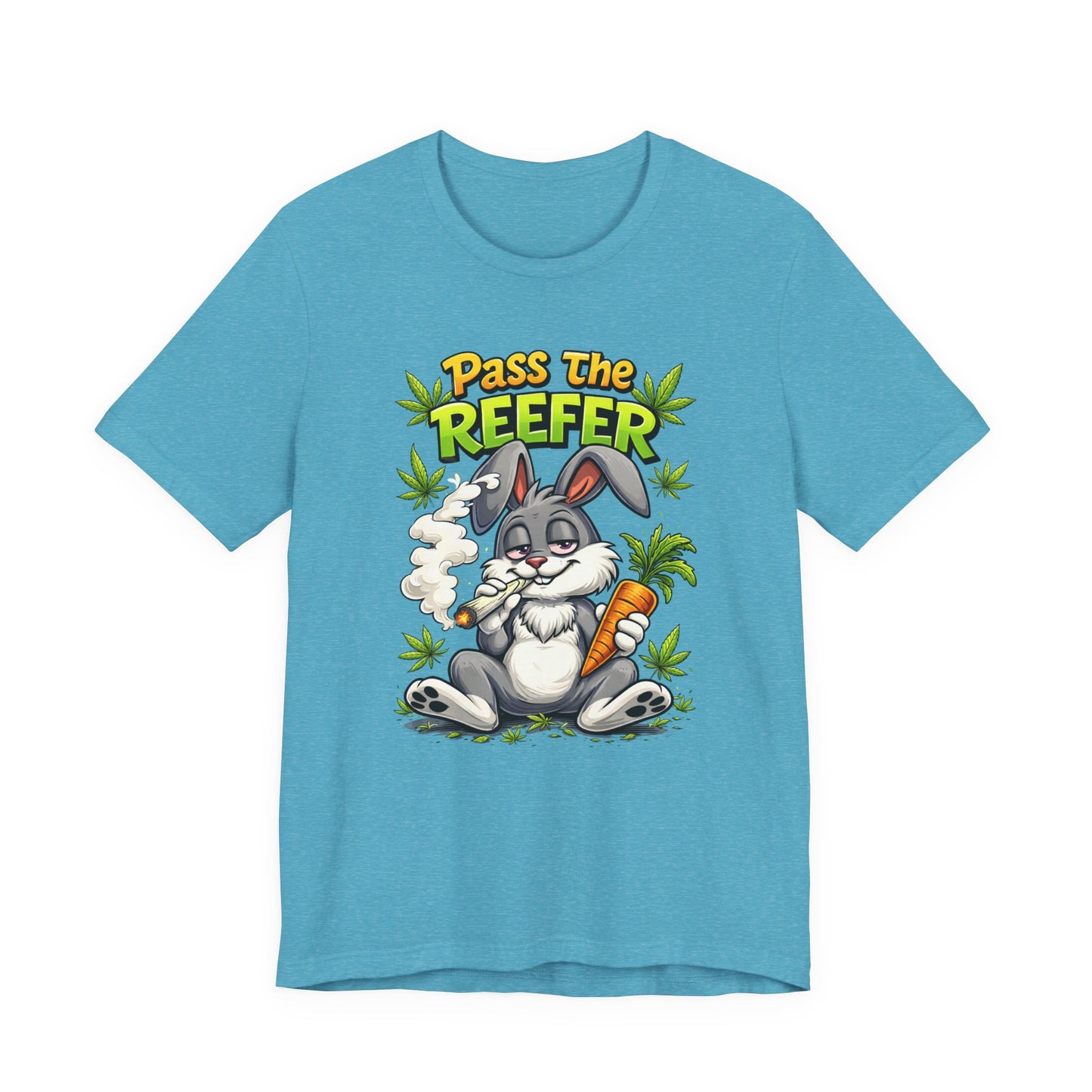 Pass The Reefer Bunny T-Shirt - Funny Stoner Rabbit Cannabis Tee