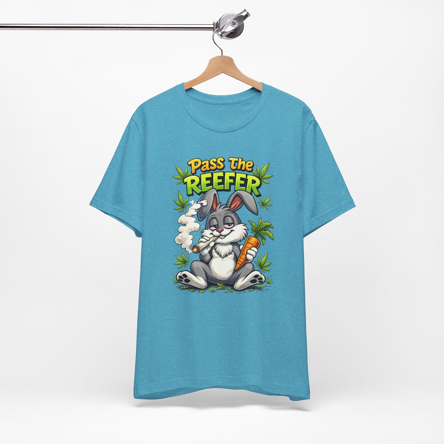 Pass The Reefer Bunny T-Shirt - Funny Stoner Rabbit Cannabis Tee