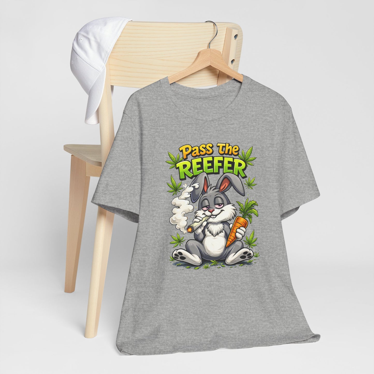 Pass The Reefer Bunny T-Shirt - Funny Stoner Rabbit Cannabis Tee