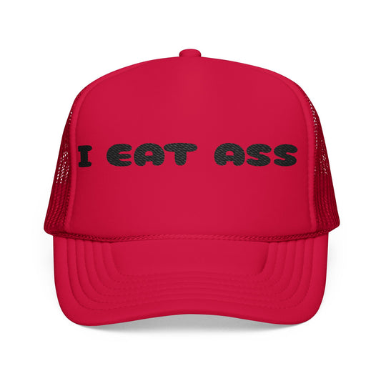Funny Foam Trucker Hat - I Eat Ass Embroidery Cap, Humorous Gift, Party Accessory, Summer Fashion, Unisex Headwear