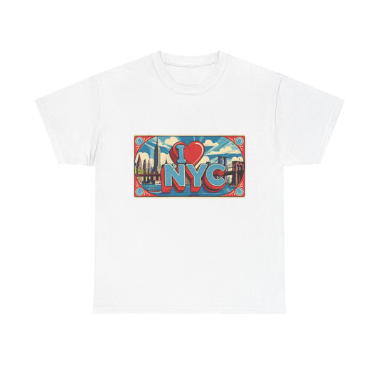 I Love NYC Unisex Heavy Cotton Tee - Perfect for Travelers, Souvenirs, Casual Wear, City Lovers, Gift Ideas for Friends