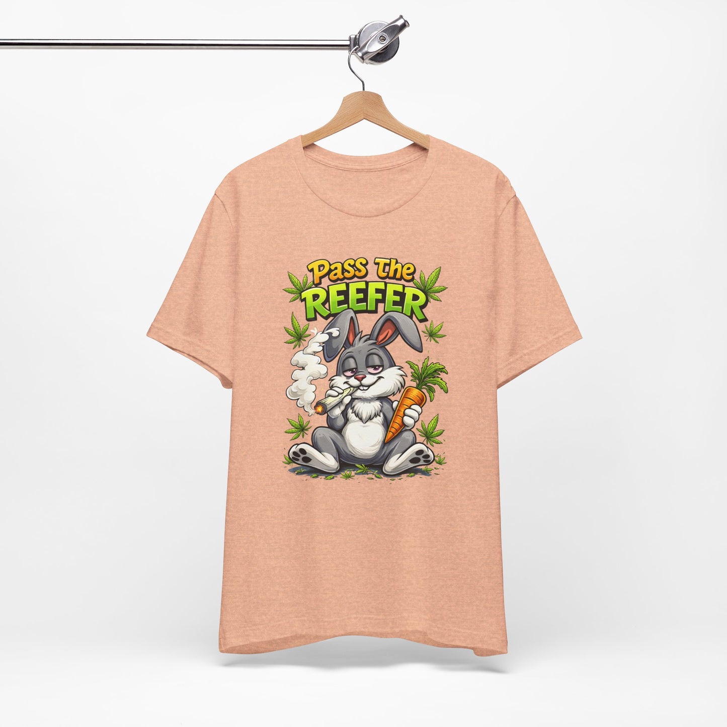 Pass The Reefer Bunny T-Shirt - Funny Stoner Rabbit Cannabis Tee