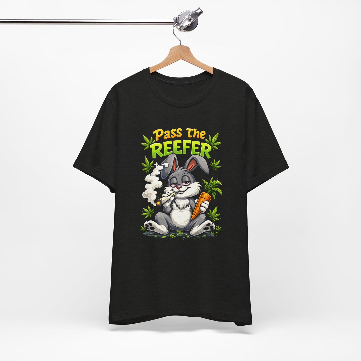 Pass The Reefer Bunny T-Shirt - Funny Stoner Rabbit Cannabis Tee